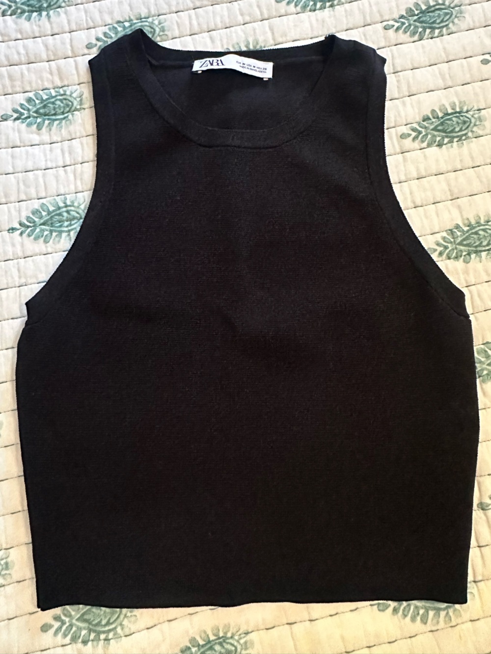 Zara Black Ribbed Sleeveless Knit Top